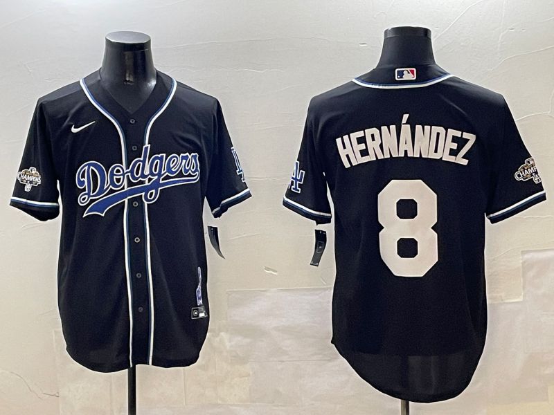 Men Los Angeles Dodgers #8 Hernandez Black Fashion Game 2025 Nike MLB Jersey style 30610->los angeles dodgers->MLB Jersey
